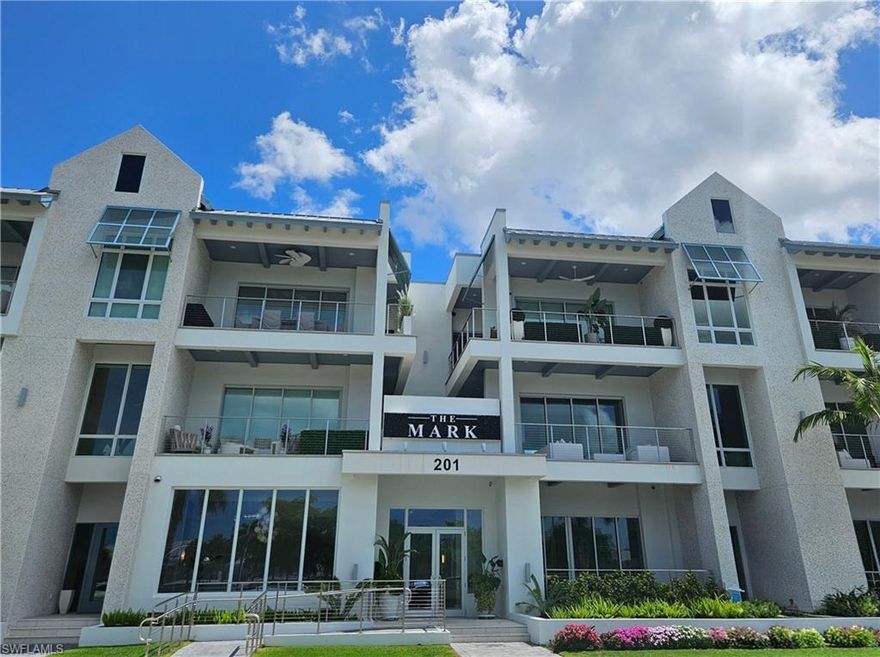 Stunning fully-furnished 2 bed, 2.5 bath unit in the highly desirable Mark on 8th development in Old Naples. Located on the third floor (with elevator access), unit 309 enjoys enhanced privacy along with pleasant views and abundant natural light. Appx. 500 SF of outdoor space spread across three furnished patios. Recently completed in 2025 with best-in-class specifications including a 4-burner Wolf stove with griddle red knobs, Wolf microwave, Miele dishwasher and separate Sub-Zero freezer/fridge. Open-plan living/dining/kitchen area and high ceilings create spacious atmosphere ideal for entertaining or relaxing. Ample cabinetry in kitchen and several walk-in closets. One of only seven condo-hotel units at The Mark, allowing for short-term rentals weekly or monthly. One assigned garage space plus plenty of guest parking. Residents of The Mark enjoy access to luxury amenities including heated pool and spa, an expansive sun deck, outdoor grilling station and fire pit, pool baths and an outdoor shower, community clubhouse, sauna, fitness center and a state-of-the-art golf simulator. Located steps from the boutiques, restaurants and galleries of 5th Avenue South and a short stroll to the beaches.