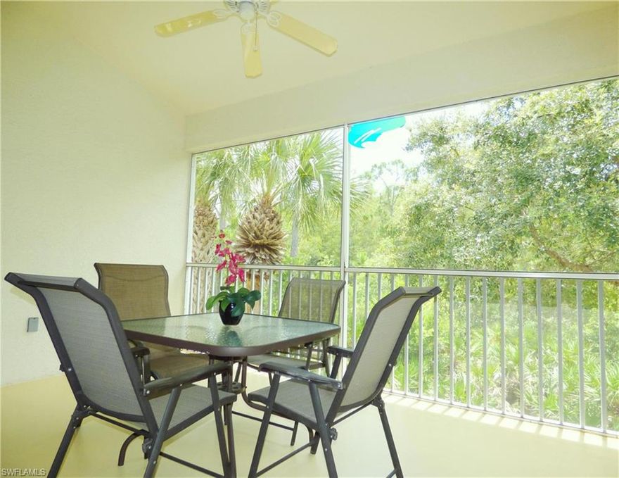 Enjoy the Florida lifestyle in this wonderful 2 bedroom/2 bath condo. This home is in wonderful condition.  THE CONDO IS TURNKEY. Just move right in.  THE ASSESSMENT FOR THE CLUBHOUSE RENOVATION HAS BEEN PAID IN FULL. The home includes a great room with attached dining room.  The split bedrooms make it convenient when guests arrive. It is an OPEN CONCEPT from the kitchen to the living area.  Step out into the lanai and you'll find a very private lanai overlooking the preserve. HURRICANE SHUTTERS have been installed on all of the windows.  The condo association has it's own pool for the residence of Preserve III.  There is a separate storage unit for each condo for bikes and pool toys etc. Colonial Country Club is one of the best country clubs in the area.  You can "pay as you play" golf, swim in the lap pool, play tennis, enjoy boccie ball, use the pickle ball courts, eat at the main dining room or the grill room, exercise in the manned exercise facility or enjoy any of the other activities.  All of this is available when you purchase this condo.  See this home today.