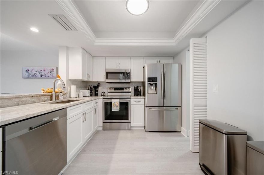 PRIME LOCATION!! Approximately one mile straight down the street from Vanderbilt Beach, and just across the street from Mercado with 5 star dining, shopping, spas, and more. This lovely townhome has been tastefully updated and has 2 large ensuite bedrooms as well as a separate powder room. Equipped with 3 adult size bicycles, one smaller bicycle, and plenty of beach gear, come ready to enjoy your tropical paradise. If you enjoy cooking & grilling out this home is conveniently located very close to Trader Joes, Whole Foods, and across the street from Publix supermarket! How can you beat it? There are 2 community swimming pools with restrooms, and outdoor showers.