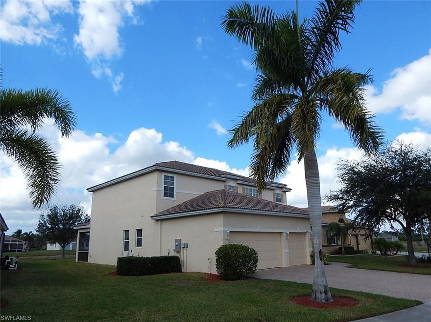 Huge 2 story lakefront home in the gated community of Coral Lakes. 5 bedrooms, den, 3.5 bathrooms, 3 car garage, 3,600 sq. ft. living area. Upscale home with granite countertops and stainless appliances in kitchen. Home has had a water leak in den and ceiling in kitchen from air handler over flow. Home tested positive for defective drywall. Coral Lakes offers many amenities to include a clubhouse, pool, spa, exercise room, basketball, tennis and baseball. Conveniently located near shopping and restaurants.
