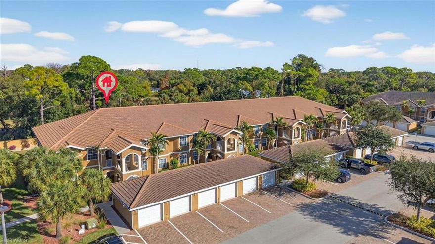 Welcome to Casa Di Fiori! A gated community with lots of amenities located in North East Cape Coral. This community offers first floor and second floor condominiums; this unit is located on the 2nd Floor and features 3 Bedrooms and 2 Full Bathrooms and just under 1300 sq. ft. of open living space with tall vaulted ceilings - - all overlooking your enclosed lanai with a private view into your landscaped backyard. 

This condo also includes a detached 1- car garage which is located right in front of the unit and an additional parking spot. There’s plenty of additional parking for family and guests as well! This unit has been well cared for and offers granite countertops in the kitchen along with stainless steel appliances and lots of storage space. Majority of the floors throughout the house are tile, besides the bedrooms they have newer vinyl flooring. This community offers plenty of amenities to keep you busy including a tennis/pickleball courts, a community pool with a spa, a clubhouse with a fitness center and more. 

Additional community features include tile roofs on all of the buildings, beautifully maintained landscaping, sidewalks, ponds and more. Schedule an appointment today to see this hidden gem!