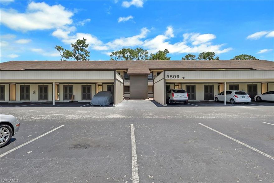 Not 55+. This first-floor 2BR/2BA condo in Augusta Woods is the lowest-priced unit in the community and offers a massive opportunity for immediate equity. Located in a quiet, low-density enclave of just 64 residences, this fixer-upper is a blank canvas ready for a full custom renovation. The ground-level layout provides easy access with no stairs, and the sale includes a deeded covered carport with extra storage. Screened in lanai faces south for making the unit bright, and has faces to pool. Augusta Woods is surrounded by the lush Royal Palm Golf Course and offers a community pool and BBQ area. Prime Naples location: just 15 minutes to 5th Ave S and world-class beaches, and minutes from the Naples Pickleball Center and new retail hubs. Low HOA fees include water, cable, and exterior maintenance, keeping carrying costs low. Bring your contractor and your vision—this is a rare "buy low" opportunity in a high-demand area.