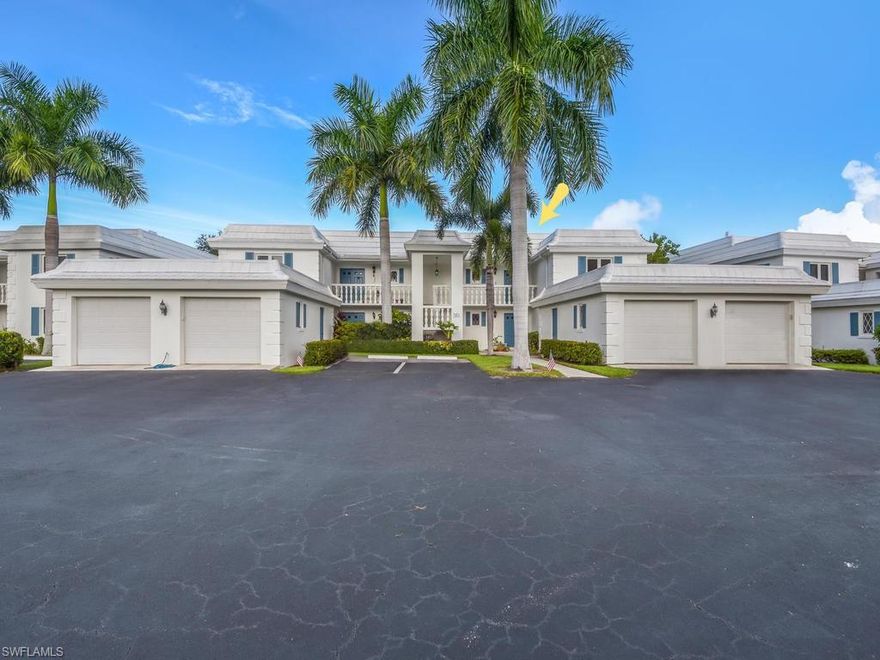 WON'T LAST LONG! Palm River condo that is perfect for any buyer; year-round residents, snowbirds, investors or golfers! This charming 2 bedroom, 2 bath condominium is in a sought after Naples location. It offers great views to wake up on the 10th tee box of LaPlaya Golf Club. Split floor plan, NEW APPLIANCES with quartz counter tops in kitchen, electric shutters in rear of unit and impact glass throughout. In addition, the unit boasts EXTRA STORAGE inside the unit and a RARE, OVER SIZED ONE-CAR GARAGE. The Palm River community recently completed NEW ROOFS.  NOTE: LaPlaya is a private club offering golf and beach club privileges which can be purchased separately but not mandatory.