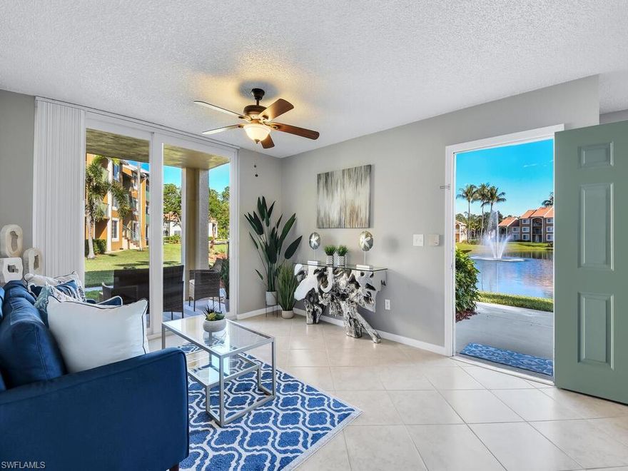This LAKE front two-bedroom, one bath condo is located at The Enclave of Naples. This first floor, bright and airy end unit faces the lake and its water features to enjoy. The freshly interior paint adds to the appeal. This unit is perfectly located within the community for privacy but just steps away from all the amenities this community has to offer to include, the community pool, tennis courts, a BBQ area, a fitness room, a pool table, and much more. This property is only a short 10-minute drive from the white sandy Beaches, 5th avenue shopping, restaurants, and all that Naples has to offer!! Don’t miss this opportunity to grab the lowest priced unit at The Enclave of Naples!!!!