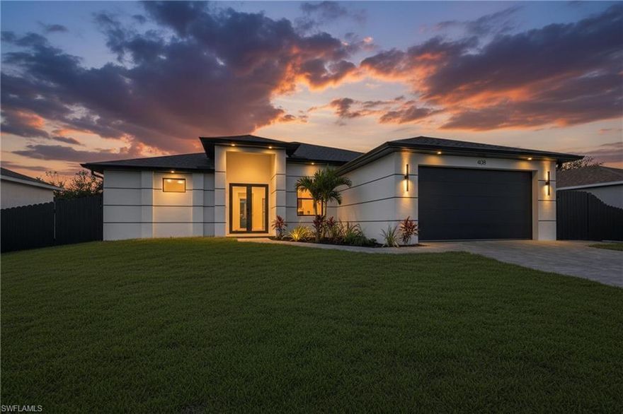 Welcome to this new construction home with 1,850 sq ft under air, designed for modern Florida living. This 3-bedroom, 2-bath residence with a DEN features an open-concept layout, tray ceilings, abundant natural light, and contemporary finishes throughout.

The chef-inspired kitchen is the centerpiece of the home, featuring a quartz waterfall island, modern two-tone cabinetry, stainless steel appliances, and sleek black fixtures. It flows seamlessly into the living and dining areas, supporting both entertaining and everyday comfort.

The DEN provides flexible use as a home office, media room, or guest space. The primary suite provides a private retreat with a walk-in closet and a modern bathroom with dual vanities, quartz countertops, and a frameless glass shower with designer tile.

Step outside to enjoy a large PRIVATE POOL and covered patio, creating a Florida indoor-outdoor lifestyle with ample space for entertaining, lounging, and gatherings. Built with quality craftsmanship, the home includes impact windows and doors, energy-efficient systems, a paver driveway, and durable low-maintenance materials.

Move-in ready and available now.