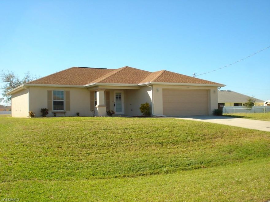 3 bedroom 2 bath with an office.  All tile flooring and all appliances, including washer and dryer are only 3 years old.  Add an energy efficient 3 year old  a/c and you're set!  Extra insulation in attic too.   Most rooms freshly painted in a neutral color.  Nice quiet area, but close enough for shopping near Pine Island Road.