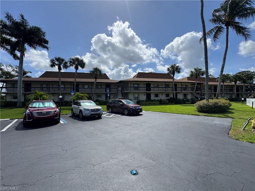 This 2nd story condo is in move in condition and is fully furnished.  Great rental either  monthly or year round.  This development is a 55+ community and is a pet free development.  The unit has been updated and offer 2 bedrooms and 2 bathrooms.  Front entrance overlooks the community pool and large back screened in Lani overlooks huge water area.  Great sunrise views out of the Lani.  Fairway Pines is conveniently located near the heart of Bonita Springs.  Close to shopping, dining and entertainment.  Easy access to 41 and also 75.  Approx 10 miles to Bonita Beach, Bearfoot Beach and also close to Lovers Key State Park.