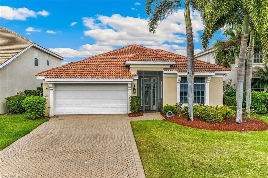 Priced to Sell! This lovely home offers 2193' of living area with 4 bedrooms, 2 baths, 2 car garage, and a fantastic extended lanai with long lake views! New Roof in 2020. Luxury vinyl flooring throughout-new in 2021. Deep back yard is fenced. Low HOA fees keep this home affordable! Vaulted ceilings, split bedrooms for privacy. Kitchen has a large island, pantry, and granite countertops. Crown molding adds character to this home and the open floorplan provides great spaces for everyday living! Primary suite offers a beautiful lake view and triple sliders in the family room open to a huge, screened lanai overlooking the lake, as well. The front living/formal dining room is currently being used as a quilting area by this very talented owner. The room is full of natural light from the front door with a decorative glass insert and sidelight and plenty of windows! The garage is a true 2 car garage at 447 sq. ft. Updated a/c, water heater, and appliances. Laundry room offers built in cabinetry and laundry sink. Hampton Lakes offer a great lifestyle with the Town Hall Amenities Center just across the lake! Tennis, Pickle Ball, Basketball, Bocce, Full Fitness Center and Aerobics Room, Game Room, Fenced Play Area, Resort Style Pool and more! Close to I75, Airport, Downtown River District, Shopping and Dining!