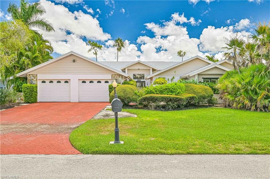 Charming Family Home in Prime Fort Myers Location. Welcome to this spacious 4-bedroom residence, Ideally situated in the heart of Fort Myers. Boasting a generous living area and a large, family-friendly kitchen, this home offers comfort, character, and room to grow. One of its standout features is the trio of interior atriums, each accented with transom windows that fill the space with natural light. Step outside to a beautifully paved patio complete with sizable pool and spa - perfect for relaxing or entertaining - all while enjoying sweeping views of the 4th hole at Eagle Ridge Golf Course. This property has the potential to become your dream home. The roof was fairly recently replaced, and the home is ready for your personal touch.