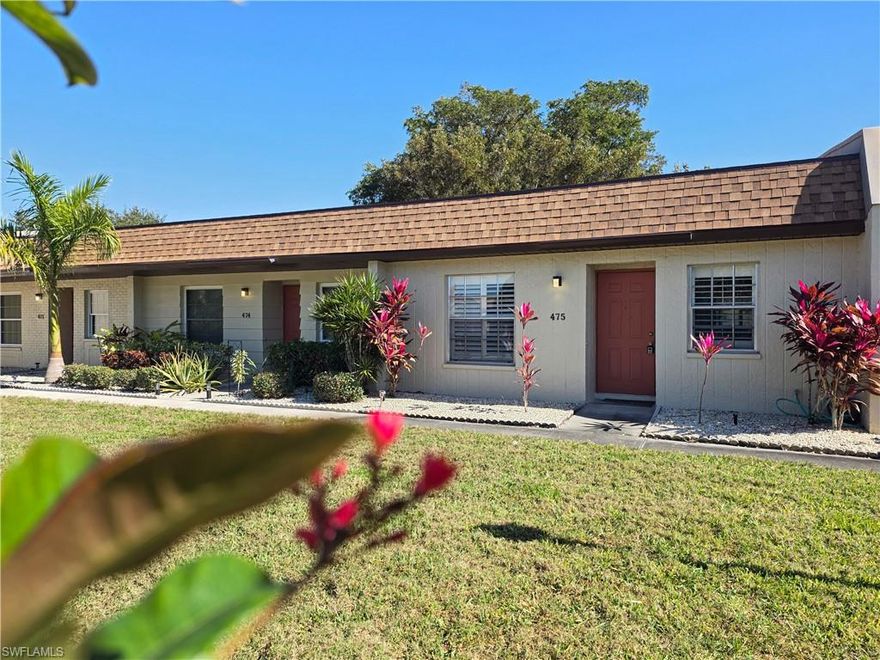 Step inside & be greeted by updated luxury plank vinyl floors throughout the kitchen, great room & baths; newer carpet in bedrooms! The kitchen offers stainless steel appliances, plus pass-through window to dining area. Spacious great room opens to lanai (w/ updated HURRIANE RATED WINDOWS & tile floors), that overlooks a quiet landscaped area; the perfect place to enjoy your morning coffee or quiet evenings. Large master suite w/ 2 closets, plus updated vanity, light fixture, shower door & toilet. Plantation shutters, 6 panel doors & 5 1/4 in baseboards throughout. Split plan with ample privacy! Plus, the unit comes with a carport space w/ 3x10 (approximate) storage closet! Community is in great shape! Just off McGregor Blvd & positioned off College Pkwy & Cypress Lake Dr., you'll LOVE this location! Close to the beaches of SWFL, shopping, dining, grocery stores, River District & ALL THAT SW FLORIDA has to offer!
