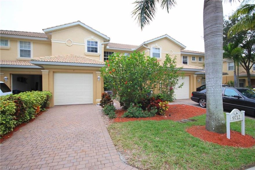 Spacious townhome centrally located in the Heart of Estero.  Convenient access to interstate, international airport, FGCU, 3 major shopping & dining venues, & more.  Low maintenance lifestyle perfect for busy professional or as investment property (units lease from $1,500-1,800/month annually).  Home boasts recessed lighting, new carpet, custom painting, & crown molding in most rooms.  Paver driveway & walkway, covered front entry.  Open staircase & landing offers roomy feel to entry.  Tile in entry, kitchen, & baths.  Light & bright kitchen with breakfast nook, open pass-through to formal dining & living room, under-cabinet lighting, & accent lighting above cabinets.  Oversize master suite with bonus space for work or relaxing space, large walk-in closet, & richly tiled spa shower & soaker tub.  Second floor laundry.  Amenity rich community offers in-line skating, community pool, clubhouse, tennis courts, basketball, children's play area, & more.  Paver driveway, screened lanai, & lush landscaping.