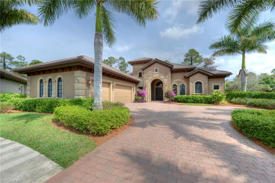 You will be truly WOWED by this Plantation Classics Estates "Scottsdale" residence with its open floor plan that flows from the living room and dining area to the gourmet kitchen overlooking the pool and spa. The extended  lanai and pool area is designed for relaxed, comfortable living. High ceilings, 42”solid wood cabinetry, granite counters, stainless steel appliances, impact glass windows & sliders, a master bath with walk-in shower, soaking tub and double vanities with granite counters are added features. The den may be used as an additional guest room.  Situated on a over-sized pie-shaped lot at the end of a cul-de-sac facing a preserve this home enjoys a golf course view from the lanai.  Rarely lived in, this tastefully decorated home affords a lifestyle to enjoy! Lely Resort has 3 championship golf courses, world-class Players Club and Spa with grand resort-style swimming pool, Fitness Center, 13 Har-Tru courts, full-service dining room and more. Within driving distance of the Gulf beaches & Naples Pier in Olde Naples or Marco Island with shopping, dining & entertainment. Find your resort in the sun and discover your next place to call home!  Call now for a private showing!