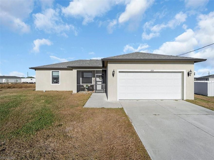 Built in 2021, this move-in ready 3-bedroom, 2-bath home sits on an oversized 0.29-acre lot located on a quiet cul-de-sac with a greenbelt behind the property. Offering 1,408 sq ft of living space, the home features laminate flooring throughout and central A/C for comfort and easy maintenance. The spacious lot provides plenty of room for outdoor living, entertaining, or future possibilities, making it an excellent opportunity for first-time homebuyers or a growing family.