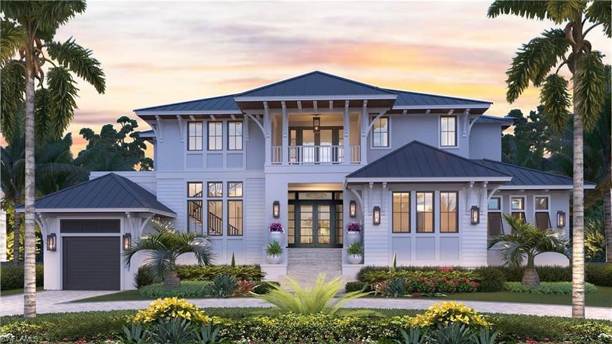 VIV Homes and MHK Architecture have aligned forces to create the ultimate luxury resort experience. Presenting a new timeless yet transitional Old Florida style masterpiece, perfectly positioned in an ideal downtown location. Residence is situated with envious southern exposure on a quiet street just 4 houses from the Gulf of Mexico, and just 2 blocks to historic Old Naples 3rd Street boutique shops and fine dining. Home includes 5 bedrooms + study including VIP suite, 5 full and 2 half baths, 3 car garage, and offers nearly 6,500 square feet of air conditioned living space. This residence includes full concrete construction, bespoke finishes, natural gas supply with 48kw generator, and a truly unequaled fit and finish. Some of the interior specs include Legno Bastone wide plank wood flooring, Poliform Italian made closets, meticulously selected natural stones, fireplace, gourmet kitchen, service kitchen, VIP lounge/exercise room, 2 laundries, elevator, Lutron HomeWorks system for lighting and shade control, security with cameras, automated roll down interior privacy shades, Sonos sound, air conditioned garages, and much more. The 5 star resort like outdoor living area includes a heated saltwater pool/spa, sun shelf with Tuuci umbrella, swim up bar, fire place, built in fire pit area and a spectacular outdoor kitchen with bar seating protected by automated roll down screens and shutters. Completion expected Fall 2024.