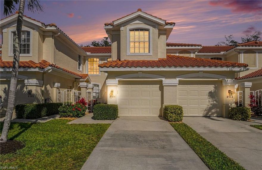 Welcome to Gulf Harbour Yacht & Country Club, one of Fort Myers’ most prestigious private, gated communities. Located within the sought-after Tamarind Cay neighborhood, this beautifully maintained second-floor residence offers a refined Florida lifestyle with tranquil golf course views and tasteful updates throughout.    Inside, the home features a bright, open living space highlighted by tile flooring in the main living areas, the kitchen and eat-in space, and a comfortable, inviting layout. The kitchen is thoughtfully designed with granite countertops, stainless steel appliances, and a charming breakfast area — the perfect spot for morning coffee or casual dining.    The spacious primary suite serves as a peaceful retreat, complete with sunken tub, separate shower and countertops for a spa-like feel. Two additional bedrooms are comfortably carpeted, providing a cozy and private space for guests or family.    Step out onto the northeast-facing screened lanai and enjoy serene views overlooking the manicured golf course — ideal for both quiet mornings and relaxing evenings. Meticulously cared, this home offers a sense of freshness and pride of ownership rarely found.    Additional features include a private one-car garage and optional membership to Gulf Harbour Yacht & Country Club, where residents may enjoy world-class amenities such as an 18-hole championship golf course, deep-water marina and yacht basin, wellness center and spa, resort-style pools, and an active social lifestyle.    Perfectly situated near the white-sand beaches of Sanibel and Fort Myers Beach, along with premier dining, shopping, and entertainment, this residence offers more than a home — it offers a lifestyle defined by elegance, comfort, and coastal living.