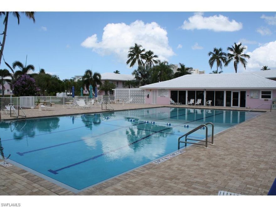 Only 3/10 of a mile from Resident's Beach! This beautifully remodeled studio is charming and comfortable. This compact apartment offers you easy care and a Florida lifestyle. Easy access to everything on Collier Blvd. A wonderful location near the Gulf. Nicely decorated and furnished with a full wall Murphy bed unit. Impact glass windows, freshly painted, windstorm rated doors, and tile roof. Brand new blinds, AC unit, and 39" Flat Screen TV. The extra large pool gets sun all day and the clubhouse is used for member events with shuffleboard courts and BBQ grills. Perfect home away from home with repeat rental history! This unit is rented for January, February and March of 2017. Great investment, very close to beach access and the Gulf!