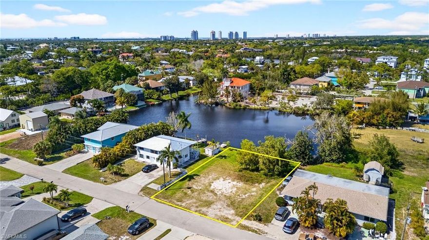 80 X 120, 0.22-ACRE LAKEFRONT LOT IN A PRIME BONITA SPRINGS LOCATION WEST OF US-41! JUST 2 MILES OR A 5-MINUTE DRIVE TO THE PRISTINE SANDS OF BAREFOOT BEACH AND BONITA BEACH! TFC-2 ZONING WHICH ALLOWS FOR conventional single-family homes OR two-family attached dwelling units* (buyer to conduct own due diligence). Discover an exceptional opportunity to build your CUSTOM DREAM HOME, designed to your exact specifications while incorporating the LATEST BUILDING CODES and enjoying beautiful LAKE VIEWS. With NO HOA FEES AND NO RENTAL RESTRICTIONS, this property offers excellent flexibility as either a private residence or a strong investment opportunity. This location offers close proximity to several of Bonita Springs’ top-rated chef-owned restaurants such as C-Level, Petar’s, and A Table Apart, as well as boating clubs like Bay Water Boat Club, offering a convenient no-maintenance boating lifestyle. Nearby waterfront homes on surrounding streets have recently sold for upwards of $4M. This lot is located just minutes from DOWNTOWN BONITA SPRINGS, offering Riverside Park with year-round festivals and concerts, a new public library, a popular food truck park, historic Shangri-La Springs, and a vibrant mix of restaurants, cafés, and boutiques. One of the area’s most popular destinations, Sugarshack, is also located nearby and is known throughout Southwest Florida as a lively hub for music, art, and community events. Conveniently located near Promenade at Bonita Bay and Coconut Point, and about 15 minutes to Mercato, Waterside Shops, and 5th Avenue South. Enjoy easy access to Bonita Beach and Barefoot Beach as well as RSW International Airport via I-75 or Imperial Parkway.