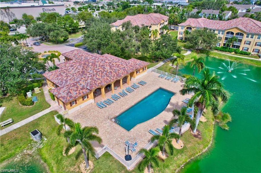 Welcome to The Residence Condominium's in central Fort Myers. 3 bedroom, 2 bath first floor condo.condo with lake views, just minutes from Downtown Fort Myers and right across from Edison Mall The Residence community amenities include a heated pool, a private balcony with a screened in lanai with lake view and water feature. , fitness center, and beautifully landscaped walk paths around the grounds and lake! Living room, dining area, kitchen with all appliances,  in-unit laundry with full size washer and dryer,  The main bedroom has its own bathroom and a walk-in closet. The other two rooms are great for guests or a home office. Tenant only pays electric and internet. Water, trash, and HOA fees are included in the rent.