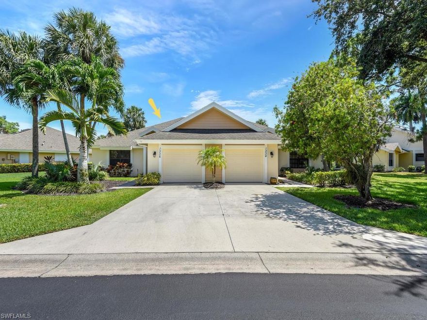 Enjoy this North Naples attached villa located in Imperial Golf Estates.  This 2 bedroom 2 bathroom villa has a one car garage, open living area with updated kitchen and wonderful volume ceilings. Enjoy the peaceful views of the lake from all living areas, the master bedroom and the extensive Florida room.  This villa has been well maintained, exterior painted in July 2019.  Imperial Park Place villas has a newly renovated pool a short walk from the villa.  Imperial Golf Estates has a membership option for the private golf club which has two 18 hole courses.