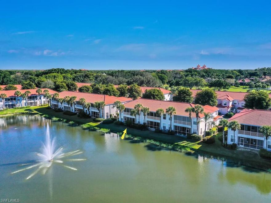 Perfect for Year-Round or Seasonal SWFL Living! With 4 separate entrances to the community for convenience, and a fantastic location - distinct gated golf course community w/ resort style amenities, close to Bonita Springs, short drive to the famous Naples 5th shopping/dining district, and close to the beaches that line the Gulf.  This meticulously maintained lakefront first floor condo features a gated private entry lined w/ gorgeous landscaping, glass door front entry w/ plantation shutters on side-lite, a comfortable great room layout, galley designed kitchen w/ breakfast nook, formal dining room, custom niche in hallway off of foyer, den/home office w/ French door entry, split bedroom floor plan, master suite w/ private entry to Florida Room & view of lake, Florida Room (unique find in this community), in-residence laundry room w/ cabinetry, and an attached garage. Arielle is a small community located within Pelican Marsh that has its' own community pool in addition to the owners having access to al of the the Pelican Marsh amenities- 8 lighted Har-Tru tennis courts, 6 pickleball courts, proshop, walking & biking trails winding through entire community, bocce ball, fully equipped fitness center, new curtsied bar & grill, on-site activities director, and a tennis pro on staff.