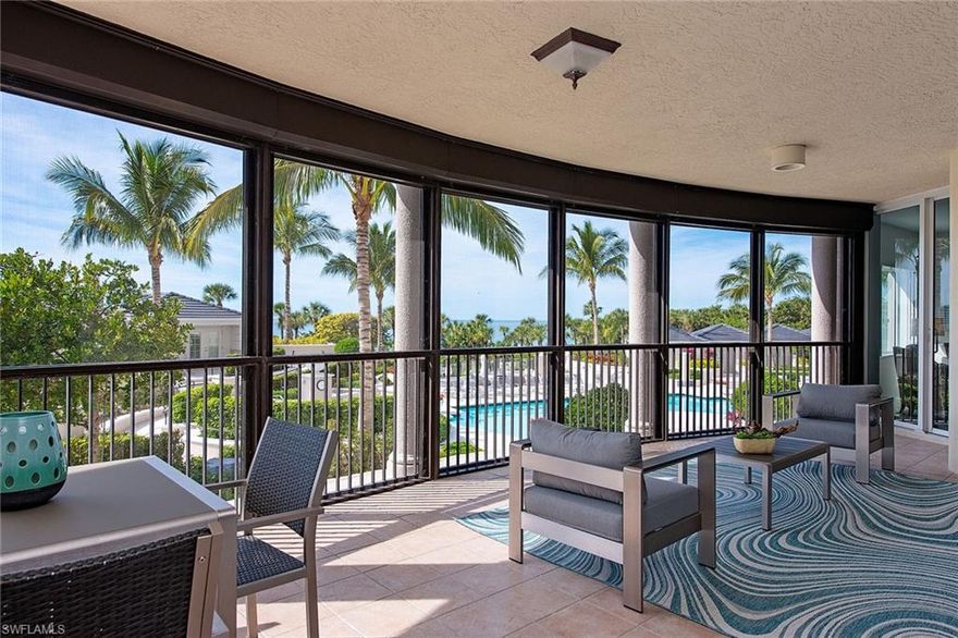 Situated directly on the beach! Remington is among the very finest residential buildings in Naples. Nestled in the exclusive community of Bay Colony, Residence 202 is the largest plan in the 02 tier, capturing spectacular views of the Gulf of Mexico, white sandy beach and lush tropical setting. Newly renovated, the all-new interior decor is light, bright and airy. The unique custom plan encompasses over 3,243 sq. ft. featuring a great room, spectacular island kitchen and morning room all open to an expansive lanai, along with an exceptional master suite including a delightful sitting room and two additional en-suite guest rooms. Just steps away from Bay Colony’s private Beach Club, fine dining with full beach service and the Bay Colony Tennis Club. Tucked in next to the world-renowned Ritz Carlton, residents of the Remington enjoy unique and exclusive privileges with direct access to some of the Five Star Luxury Resort amenities. The guard-gated seaside community of Bay Colony offers the utmost in security and first-class amenities!