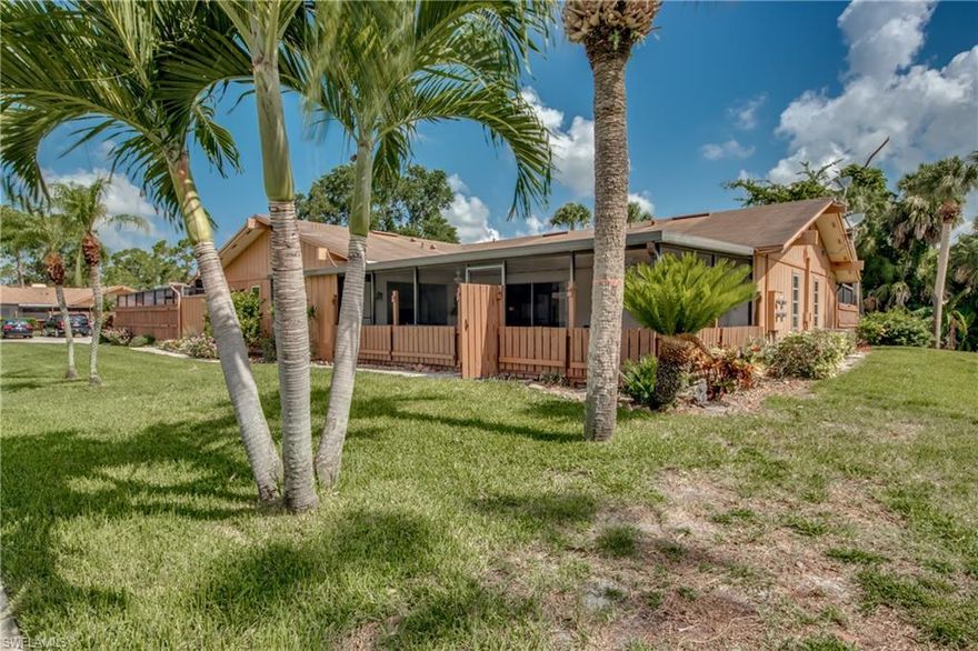 Lake view Villa that lives like a Private Home!  This home has a large finished lanai that you can enjoy from every room. It is fully enclosed, has a finished ceiling and tile floor and is screened, with wooden privacy fence that can be up for privacy but has been adapted to fold down to allow the tropical breezes to see the gorgeous lake view.  Fully furnished and equipped so you can move right in. The floor plan feels much larger than it sounds.  Inside is a spacious living area that is open to the kitchen. The kitchen features tons of cabinet space and a breakfast bar. The bedrooms are located on opposite ends of the unit giving privacy to each room. The master has an en suite bathroom while the guest bedroom has an attached bath that is also accessible from the hallway.  Washer & dryer are located inside the unit for your convenience. Located in Foxmoor. You will fall in love with this pristinely maintained community conveniently located to US 41 & I75. This community has so much to offer including: community pools, tennis courts, bocce ball & a dock with Gulf access! Dock space is available for lease. Schedule your exclusive showing today!