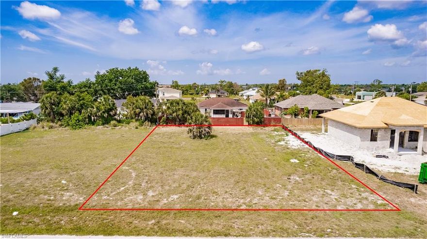 Build your Florida dream!  Located in the growing NE quadrant of Cape Coral, this .24 acre lot is slightly larger than the average lot here with an extra 5 feet of elbow room from the neighbors. The west facing backyard will be perfect for afternoon sun on the pool and fantastic sunsets. This X-Rated Flood zone means NO REQUIRED FLOOD INSURANCE since this is higher ground! Located nearby to the Pine Island Corridor and it's shopping, restaurants, grocery stores, places of worship, and medical/urgent care services. Easy access out towards 41, Pine Island Rd, and 75 means it's a smoother commute to Fort Myers, Punta Gorda, and anywhere else life takes you. Or stay, pull up a sunbathing chair, and enjoy your new FL lifestyle.