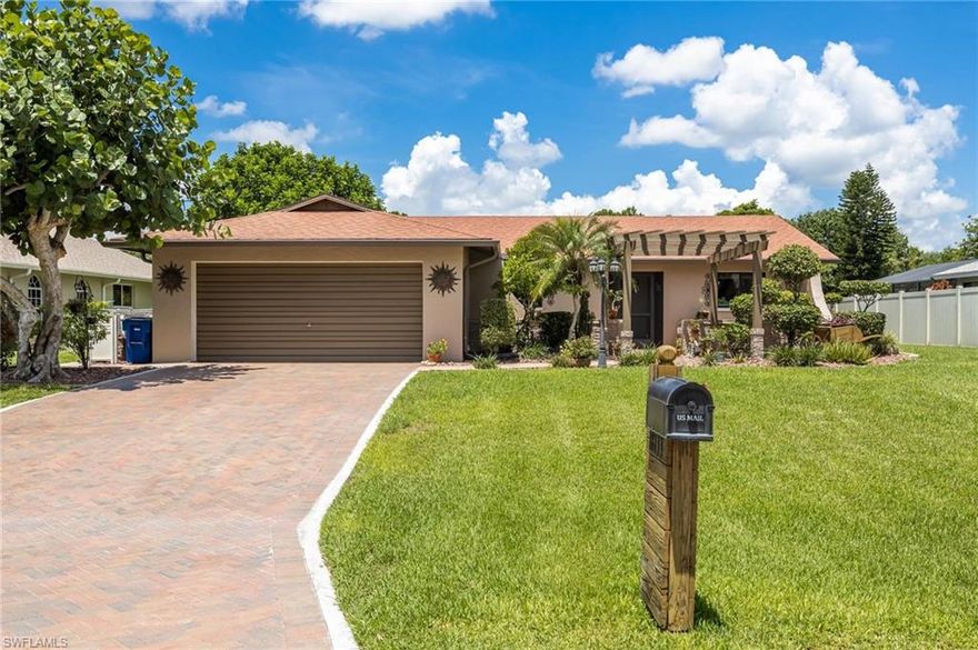 Lakefront Pool home in one of the best hidden neighborhoods in North Fort Myers. Kitchen features resurfaced cabinets, breakfast bar area, newer refrigerator, and hardwood floors. Living room features stone accent walls and hardwood floors. Guest bathroom was updated in 2019. Sliding glass doors open to pool and lanai area. Pool area has rock waterfall, restored pool cage, new pool pump 2021, with new screens in 2018, and pool resurfaced in 2003. Fenced backyard has a nice lake view. Other upgrades include: 2016 New Dimensional shingle roof with Terracotta peel & seal underlayment with 40’ of aluminum ridge vent, 2020 A/C system, 2021 New 200 AMP electric service panel, 2019 Vinyl windows, 2017 Paver driveway installed, and in 2018 seamless gutters were installed. Additional living space was created in a portion of the garage area. Home is on city water and sewer irrigation is connected to pond. Two minutes to I-75 and close to Publix.