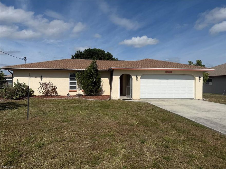 Very convenient SE Cape Coral Location.  This spacious three bedroom / 2 bath home offers tile though out.  Freshly painted.  Formal living room and dining room.  Den / Family room.  Inside laundry.  Open kitchen with granite counters. Screen patio.  Pet friendly with approval and non-refundable pet fee. No smoking.