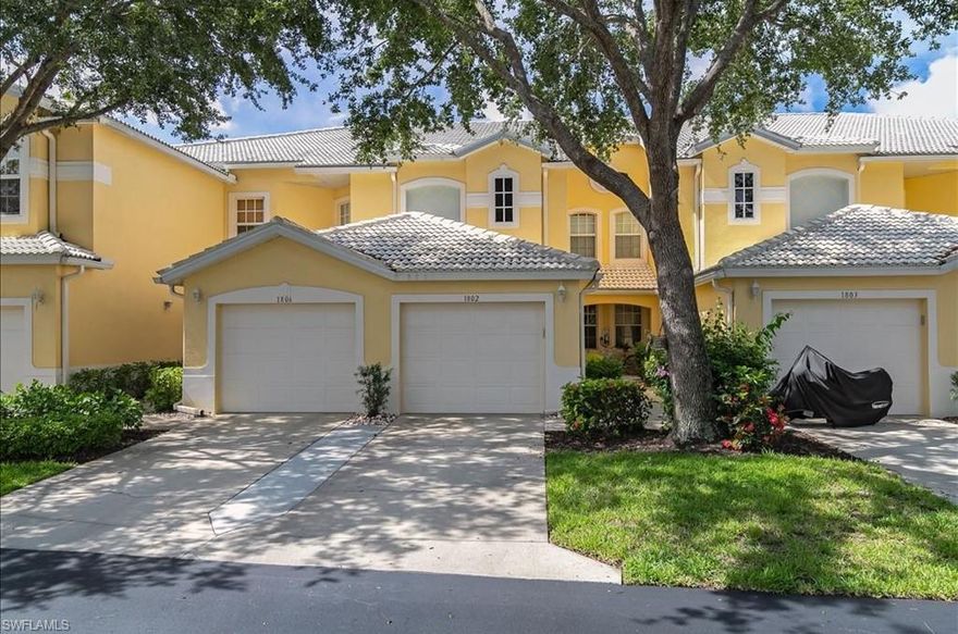 This ground floor coach home is a 3bd 2 ba with garage and is located on the quietest street in the community.   It has the best south facing location on the lake side which has an unbeatable direct view of the lake and fountain. For an inside unit it is very bright, with no direct sun setting later in the day so you can enjoy happy hour and dinners on the lanai in comfort. Both bedrooms are roomy and have walk in closets and the 3rd room can be a used as a bedroom, office, craft room or den. 

New AC in February 2019 and some of the furniture is negotiable in the sale. 
Minutes drive from 4 of SWFL’s most beautiful beaches !!!!

Community amenities include a resort style salt water Jr Olympic size swimming pool, Tiki bar with food and bar service pool side, fitness center, bocce and pickle ball and Friday night dinners in the Clubhouse. It’s home to tennis lovers and boasts 12 lighted har-tru tennis courts with optional membership. 

HOA fees include lawn care/irrigation, cable TV, internet/WiFi,  water, trash collection, and 24/7 manned entry gate. Sterling Oaks is a self-managed, financially stable community.