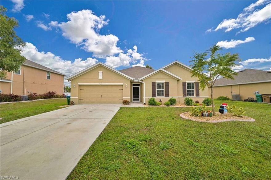 Look no further! The perfect SW Cape Home for your growing family! Assessments in & PAID. This home is Almost NEW! Located in the Heart of Cape Coral! Situated between both bridges Making it a Fast commute into Ft. Myers. Step inside and enjoy upgrades throughout! Tile in all main living areas, Gorgeous custom cabinets in kitchen with Level 3 granite. Tastefully decorated with modern colors and absolutely move in ready. This home is storm protected! Built with current code standards , Hurricane shutters and LOW-E double pane windows. Combine with a  14-SEER A/C unit making this a very energy efficient home keeping you monthly expenses down. Current 10 year Structural warranty in place.