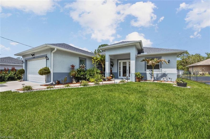 Welcome to this stunning residence nestled in the highly sought-after Golden Gate Estates—an area highly desirable for buyers seeking peace, privacy, and room to grow, all while being just minutes from Everglades Square Plaza.
This beautifully designed 2022-built home offers the perfect blend of modern comfort and thoughtful outdoor living. Featuring 3 bedrooms, 2 full bathrooms, and a spacious 2-car garage, this move-in-ready property is in impeccable condition. The home is fenced on both sides for added privacy and includes a sprinkler system to keep the grounds lush year-round.
The screened lanai is ideal for entertaining, complete with a fully equipped outdoor kitchen and surrounded by a convenient wraparound sidewalk.
Step inside to discover a soothing neutral color palette, stylish lighting fixtures, and contemporary custom window shades throughout. The spacious kitchen is a standout feature, offering stainless steel appliances and an abundance of storage.
Out back, the fully cleared lot has been enhanced with a charming, whimsical garden—creating a serene and inviting space perfect for relaxing, entertaining, or enjoying nature right at home.
This exceptional property offers comfort, charm, and space—don’t miss your chance to make it yours!