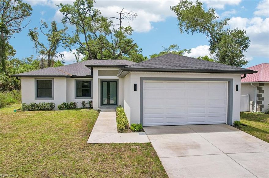 Welcome to stylish, easy living in this new 3-bedroom + den, 3-bath home set on a quiet street in a convenient and popular area of Port Charlotte. With 1,677 square feet of well-planned space, this home offers a comfortable balance of openness and functionality. The main living area features an easy, open flow with high ceilings and abundant natural light, creating a bright and inviting feel. The kitchen is both stylish and practical, complete with modern cabinetry, stainless steel appliances, higher end details and a large island that naturally brings everyone together. The layout is thoughtfully arranged, with a spacious primary suite offering duel walk-in closets and a generous private bath with dual vanities and a walk-in shower. The guest bedrooms are tucked away, providing a sense of privacy and separation, and are complemented by a well-placed full bathroom. A third bathroom with direct outdoor access adds flexibility and is ideal for future pool use. Tile flooring runs throughout for a clean, low-maintenance finish, and the epoxy floor attached two-car garage provides added convenience. Outside, the yard offers plenty of room to create your own outdoor space, surrounded by natural greenery, with endless possibilities to add a pool, outdoor kitchen, lounge area, or private backyard retreat tailored to your lifestyle.
 Located in a well-liked area known for its accessibility to shopping, dining, parks, and everyday conveniences, this home is a great option for full-time living, seasonal use, or investment.