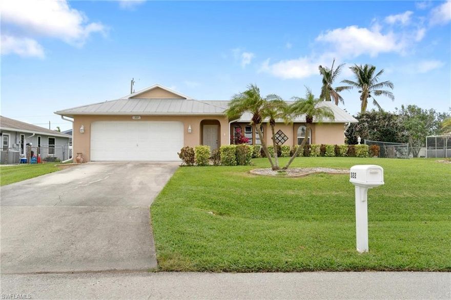 This loving immaculate maintained home for sale in NE Cape Coral, FL has it all! This 3bd/2 bath/2 car attached garage with 1,396 sqft of space is perfect for any lifestyle. From the metal roof to the above-ground pool (2022) to the Florida room with its own A/C unit including french doors onto the backyard, there's something special here for everyone! Tile & ceiling fans throughout the home. Kitchen includes granite countertops, stainless steel appliances, self-closing cabinetry w/warranty. Guest bath w/bathtub, master bedroom w/ensuite & walk-in shower. Convenient proximity to shops, supermarkets, hospitals, churches, and parks. Don't miss out on this amazing opportunity to own your home sweet home!