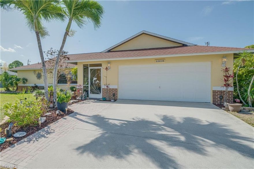 Enter this 1,575 sf, 3 bed, 2 bath pool home thru a screened front lanai, after passing decorative landscaping. Tucked in a quiet, well-established SE Cape Coral residential neighborhood - very close to the hospital and the Del Prado Blvd | Pine Island Road corridors. this home features a new(er) roof - 2018, new(er) AC - 2018, new pool heater - 2022, new washer - 2021, and new dryer - 2022; all that's missing are the new owners! The kitchen is well-appointed with a stainless appliance package, granite countertops, and tiled backsplash. The home's unique floor plan is perfect for entertaining or enjoying a quiet evening at home. The living room is quite large. And; the home has a foyer, a dining room, and a breakfast area. The master en suite is separated from the guest bedrooms and the guest bath. French doors lead to the large under truss lanai which supports the Florida lifestyle and encourages outdoor living. Privacy abounds in your nicely landscaped, fenced backyard complete with a large pool built in 2006. While the washer, dryer, and 40 gallon hot water heater are located in the oversized 2 car garage, your laundry is two steps from your kitchen and your pantry.
