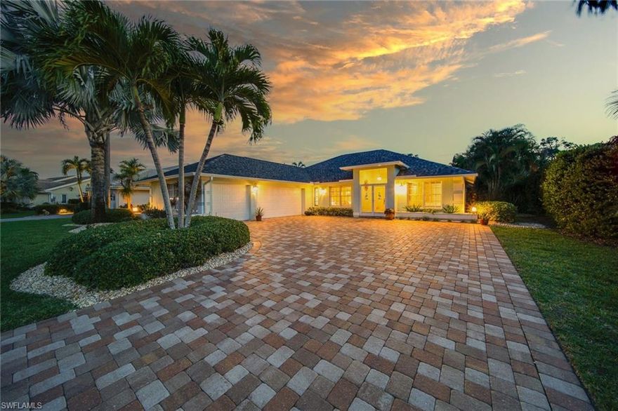 "VANDERBILT LAKES" STUNNING REMODELED ($300,000+) LAKE FRONT, FURNISHED 4 BEDROOM, DEN, 3 CAR GARAGE, POOL HOME. BEAUTIFUL "WOOD PLANK" CERAMIC TILE FLOOR THROUGHOUT WHOLE HOME. ELEVATED VOLUME CEILINGS AND LOTS OF WINDOWS AND SLIDING DOORS, MAKING HOME LIGHT-BRIGHT AND SUNNY ALL YEAR ROUND. MASTER BEDROOM HAS VOLUME CEILINGS, HIS/HER LARGE WALK-IN CLOSET, DUAL QUARTZ SINKS, SOAKING TUB AND WALK-IN TILE SHOWER. MASTER BEDROOM HAS ADJOINING SUITE (COULD BE 4TH BEDROOM IF WANTED). A TRUE “CHEF’S” (COMPLETELY REMODELED) KITCHEN WITH ALL HIGH-END STEEL APPLIANCES (DOUBLE CONVECTION OVENS), CUSTOM CABINETRY WITH ALL 42” UPPERS, ALL QUARTZ TOPS AND TILE BACK SPLASH. BEAUTIFUL POOL DECK OVERLOOKING LONG LAKE VIEWS WITH COMPLETE PRIVACY ON BOTH SIDES BY CAREFULLY DESIGNED AND MATURE LANDSCAPING WITH MORE PALMS, ORANGE TREES AND BANANA. HOME HAS IMPACT SLIDERS ACROSS REAR LANAI AND IS IN A NO FLOOD ZONE. HOME IS ONLY ONE OFFERED IN VANDERBILT LAKES WITH 3 CAR GARAGE AND ALL CUSTOM PAVER, WIDE DRIVEWAY WHICH CAN ACCOMMODATE MULTIPLE ADDITIONAL PARKING FOR GUEST AND VISITORS. HOME COMES WITH ONE YEAR HOME SERVICE WARRANTY FOR TOTAL BUYER COMFORT.