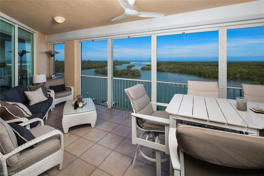 Welcome to Pelican Isle – the Island of gracious seaside living!  The great room opens to the lanai with sweeping views of the Gulf of Mexico & sugar sand beaches at Wiggins Pass! This sky home is positioned over the Wiggins Pass and is wrapped in the natural beauty of bay waters, marina, mangroves & beaches. The Master bedroom looks out to the Gulf, the view laced by white sands beaches. The large master suite features 2 lg. walk in closets, + large bathroom suite w/double vanities. The veranda off kitchen & den overlooks marina to the east, a perfect place to start your days in paradise! Spacious Guest suite features full bathroom & walk-in closet with a back drop of water & marina views. Gracious privacy for owners & their guests. Pelican Isle is a 15-acre Island in the heart of the Estuary, immersing you in the serenity of this treasured location. Newly renovated Pelican Isle Yacht Club is an exciting addition to the waterfront lifestyle of Pelican Isle. Great Social & food, boating, pickle ball/Bocce ball. Resort pool, fire pits & Boat shuttle to 2 of Florida's top beaches! The high energy club is a wonderful platform to make lasting friendships! Membership is not mandatory.