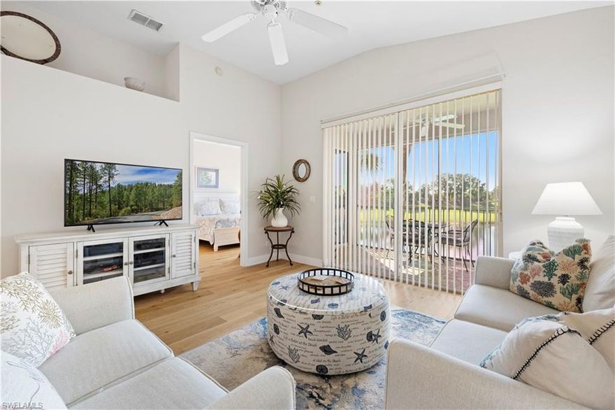 Available January-April 2027. Very sunny and tastefully decorated 2nd floor end unit. 2br/2ba condo with carport and lake view located in Carrington at Stonebridge Country Club. Master bedroom Stonebridge is a Gated Bundled Golf Country Club Community. Amenities include brand new clubhouse, 3 restaurants (Grill Room, Dining Room with a terrace and Lakeside Bistro) 5 lighted har-tru tennis courts, Fitness Center, community pool and spa. Located only 3 miles from pristine beaches of the Gulf of Mexico. Close to Mercato, Waterside shops and fine dining. OPTIONAL GOLF MEMBERSHIP. NO PETS per HOA.