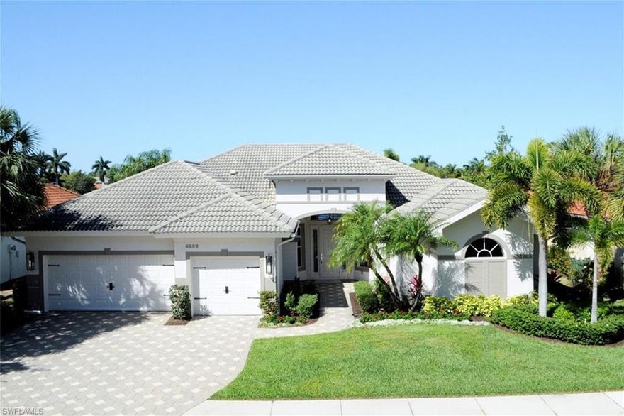 Stunning western exposure 3/3 den, 24" flooring, Wood tile flooring in Owners Suite, New paint interior and exterior, pool cage painted and rescreened (2/2021) New A/C units, pool pump, pool heater, H20 heater, all new lighting, fans and fixtures (2020).  Landscape and irrigation updated. (2020) Large laundry/hobby room, bonus A/C storage workshop off garage and storage closet.  Stunning western lake views,   pool, spa and large lanai space.  This will not last long with its great location mid town location, a stunning renovation and fabulous western lake views.  This house has it all and represents an exceptional value in Naples real estate.