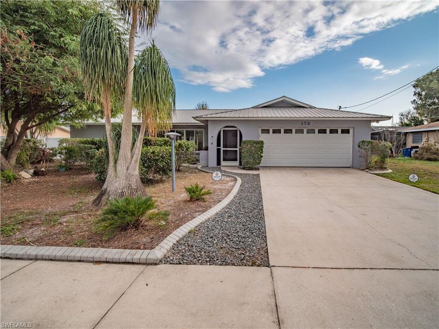 No need to look anymore, stop right here!! Golf Course views in Waterway Estates! This cozy 3/2 1700+ sqft pool home is located on a lovely neighborhood street with sidewalks in North Fort Myers. Minutes away from Cape Coral, Downtown Fort Myers, and multiple schools, this home is all about Location! Some of the features included are; new AC, white vinyl fence in 2015, windows/french doors replaced in 2011, metal roof in 2009, Ring security system, and corrugated metal hurricane shutters throughout. Stand in your driveway or sit in your living room and watch live golf! When you're done living in the front of the house, simply walk out of one of your multiple french doors right onto your large screened in patio with an over sized pool. Plenty of space in the backyard for a fire pit, corn hole, or a garden! Your imagination is endless with this home! Hurry, it won't last long!