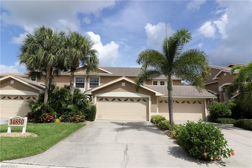 Parker Lakes !!! Gated Community/ Crystal Cove 3 Bedroom 2 bath, 2 car garage (with extra long driveway) coach home. This second floor, end unit has vaulted ceilings and a premium lake view with a huge lanai with a built in grill. Enjoy gorgeous sunsets while looking at one of  the best lake views in Parker Lakes. Granite counter tops in the kitchen and all stainless appliances . Parker Lakes offers: Tennis, Pool, spa, fishing pier, fitness room, basketball, BBQ and social areas. Just a short drive to the Gulf beaches, shopping, restaurants, golfing and close to top rated schools.