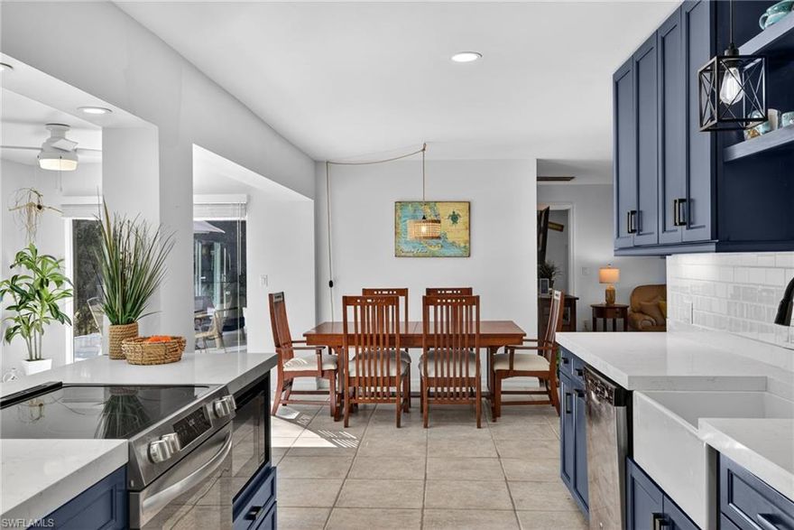 Welcome to 1866 Ibis Lane, a fully renovated and highly energy efficient ranch style home located in the desirable Sanibel Lakes Estates. Conveniently situated just off Periwinkle Road, this centrally located property offers easy access on and off the island, nearby shopping and dining, and Sanibel’s shared use bike path. Thoughtfully redesigned with both form and function in mind, this coastal inspired residence features an open and inviting floor plan ideal for everyday living and entertaining. The home is constructed with durable CBS construction and a metal roof, and has been upgraded with new impact rated windows, doors, and sliders, full foam insulation, and a new air conditioning system with updated equipment and ductwork, providing comfort and peace of mind. The split bedroom layout offers two bedrooms plus a den or office and two bathrooms. The reimagined interior welcomes you with a spacious open kitchen featuring upgraded appliances, navy blue soft close cabinetry, quartz countertops, tiled backsplash, stainless steel appliances, and a large center island that flows seamlessly into the living and dining areas. Out back, enjoy a tranquil and private setting overlooking the SCCF preserve that borders the rear property line. The patio creates an ideal space for grilling and relaxing in the hot tub, with ample room remaining to add a custom pool and spa to complete your island retreat. This home offers the perfect balance of privacy and convenience, with close proximity to beaches, shopping, dining, entertainment, and the Sanibel Causeway. A rare opportunity to own a move in ready home that delivers quality construction, thoughtful upgrades, and an exceptional Sanibel lifestyle.