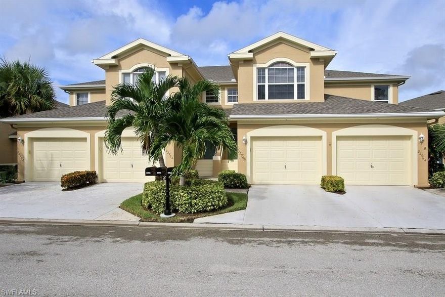 RARELY AVAILABLE!  Spacious 3 bedroom and 2 bathroom, 2nd floor coach home with an attached garage in the popular community of Marsh Landing in Estero, Florida.  This 1524 sq ft home has an open floor plan and is very well maintained with a spacious lanai that overlooks a pretty lake.  The kitchen, eat in dining room and living area attach to the lanai which makes for a perfect environment for entertaining.  The master bedroom and bathroom are huge with his and her closets and also overlook the lake.  The additional 2 bedrooms and bathroom are great sizes and located on the other side of the coach home.  Talk about a perfect location, this home is between Naples and Ft Myers and all of their lovely beaches.  Marsh Landing is located in the HOT SPOT of Estero Village, directly across from Coconut Point Mall, close to medical facilities, I75 and only minutes to SWFL Airport.  The coach homes have recently received a new roof, gutters and paint.  This established gated community has amenities that include a clubhouse, a huge community pool and spa, tennis courts, bocce ball, basketball court and a fitness center.  Hurry, this Coach Home will not last long!