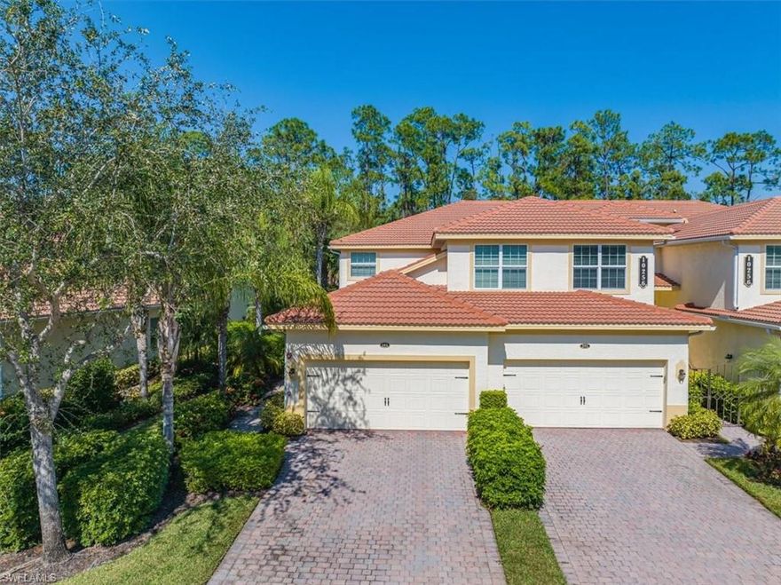 ALL hurricane windows and doors, built in 2014. Discover Hawthorne in Bonita Springs with a guard attended entrance at Shangrila Rd/Imperial Blvd and a second exit to Old 41 making it a quick drive to RSW and a walk or bike ride to downtown Bonita Springs' restaurants, shopping, breweries, Riverside Park, and soon-to-open  Rooftop at Riverside and The Sugar Shack. Lives like a single family home with a private and peaceful oversized screened lanai and attached two-car garage. Less than 5 miles to Coconut Point Mall, 15 minutes to Miromar Outlets, and approximately 6 miles to the beach. Hawthorne is a socially active neighborhood with two pools, exercise facilities and tennis. HOA fees include all amenities, 2 gates, water/sewer, and cable/wifi.