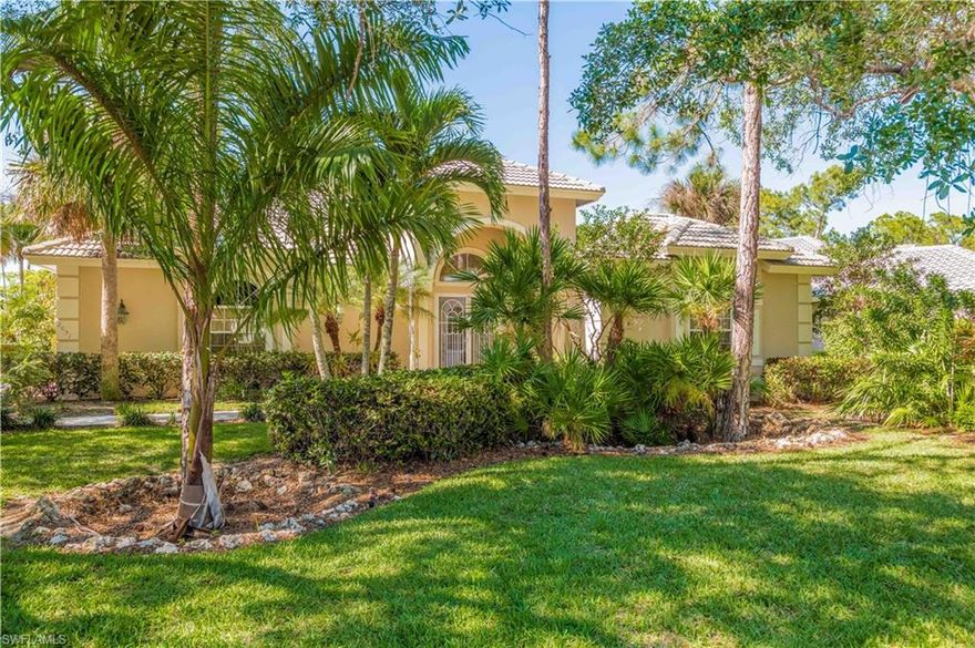 A great value located in a prime North Naples location with close proximity to shopping, downtown, restaurants, and beaches! A courtyard home with a separate guest cabana makes hosting guests and adult children a breeze. The large great room and adjoining kitchen open to the pool area are perfect for entertaining.