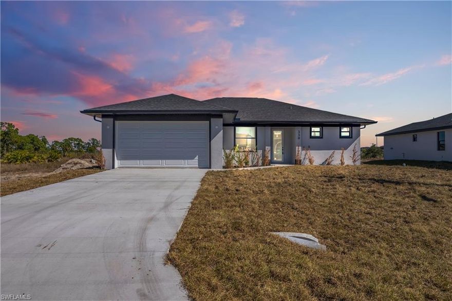 Brand new construction home for sale in Lehigh Acres offering over 1,600 square feet of living space with a modern open layout designed for everyday living. This 3 bedroom, 2 bathroom home with a den provides the flexibility buyers are looking for, whether you need a home office, guest room, or additional living space.

The open concept design creates a bright and inviting atmosphere, with a spacious kitchen that flows seamlessly into the living and dining areas. This layout is ideal for both entertaining and daily life, with plenty of natural light and a clean, modern feel throughout. The primary suite offers comfort and privacy and features dual sinks, providing both space and convenience. The additional bedrooms are well sized and thoughtfully positioned.

Located near Sunshine Blvd N with easy access to Lee Blvd, this home provides convenient access to Fort Myers, shopping, dining, schools, and major roadways.

If you are searching for new construction homes in Lehigh Acres that are move in ready, functional, and competitively priced, this property is a must see. *photos are from previously sold model*