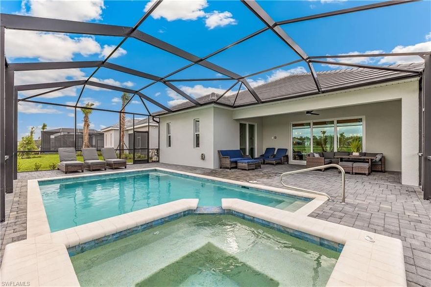 Babcock National Single Family Vacation Home with a Private Pool & Spa
Bicycles and an Outdoor Grill are available with this beautiful home. 
SOCIAL MEMBERSHIP ONLY (No Golf Membership transfer is available with this rental) 

This Calusa Model, Private / Heated Pool Home features 2,247 square feet of living space with 3 Bedrooms + a Den, 3 bathrooms and a 2-car garage. The master suite is graced with a desirable walk-in closet and spa-like bath with all of the relaxing touches. A second bedroom and a laundry room are right next door, an ideal family setup, with a third bedroom & additional bathroom on the other side of the house, perfect for guests. 

The open and airy kitchen joins the family and dining rooms for a centralized gathering place. A den, located right off the main foyer entrance, can be a pleasant hideaway or hobby room. A large screened lanai surrounds the private pool and spa. The owners have provided 2 Bicycles and an outdoor Weber (Gas) Grill for your use and enjoyment during your stay.

Located in beautiful Southwest Florida, Babcock National Golf & Country Club features an 18-hole course that provides an exciting golfing experience. Distinctive in character but consistent in quality, every hole was meticulously designed by Architect, Gordon Lewis. In addition to the golf course, Babcock National offers superb amenities such as a First-Class Clubhouse that includes a Bar, Fine Dining Restaurant, Card Rooms, Locker Rooms and more. There are Multiple Tennis & Pickleball Courts, A Resort Style Pool, Lap Lane Pool, Hot Tub / Spa and 3 additional satellite pools and Outdoor Grills throughout the community. Enjoy drinks and incredible food at the "Watershed" / Poolside Tiki Bar & Grill. You'll have access to the 24-Hour State-of-the-Art Fitness Center, Aerobics Studio, Men’s & Women’s Steam Saunas and the Full-Service Day Spa, all for your use and enjoyment. The Babcock National Lifestyle Coordinator is on site daily and plans weekly Community Social Activities, Food Trucks and Vendor events for all of the residents to enjoy. THE CLUBHOUSE, AMENITIES AND COMMUNITY ARE 100% COMPLETE. NO CONSTRUCTION MEANS THAT YOU CAN RELAX AND ENJOY YOUR STAY FROM THE MOMENT YOU ARRIVE!

* THERE IS NO GOLF MEMBERSHIP TRANSFER AVAILABLE WITH THIS RENTAL*While the Golf Membership transfer is NOT provided with this rental, Public Tee Times are available on a first come first serve basis through the Babcock National Golf & Country Club Pro Shop OR at Webbs Reserve which is also located in Babcock Ranch.