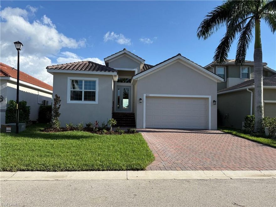**** NEW CONSTRUCTION **** Perfect opportunity to own this wonderful NEW CONSTRUCTION HOME in Banyan Bay. This home was built to all the latest codes including FEMA'S updated elevation of 12Ft, which is 1-2 FT above ANY other home in the community. Banyan Bay is just minutes away from the beaches of Sanibel and Fort Myers Beach, Health Park Hospital, shopping and restaurants galore. The open floor plan of this home includes ALL IMPACT WINDOWS AND DOORS, Corner Slider leading to the lanai, White Shaker Cabinets, Quartz Countertops, 8ft Doors and Tile throughout. This home has a wonderful south facing view of the large lake with plenty of room for a private pool. Lawn and landscaping, community pool, gate maintenance are all covered in the low monthly HOA dues. Banyan Bay has NO CDD fees, so there is no additional taxing district added to your yearly taxes.