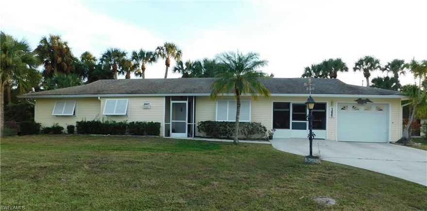 PRICE REDUCED! Great location! Well kept Three Bedroom/2 Bath Home has many unique features. Ranch style home. Enclosed breezeway between the living area and garage. Plus, a large enclosed Lanai.  Great for entertainment.   Close to the community boat ramp which is a direct access to the Caloosahatchee River.  Don't miss out on this great home close to shopping, restaurants, downtown Ft Myers, and I-75.