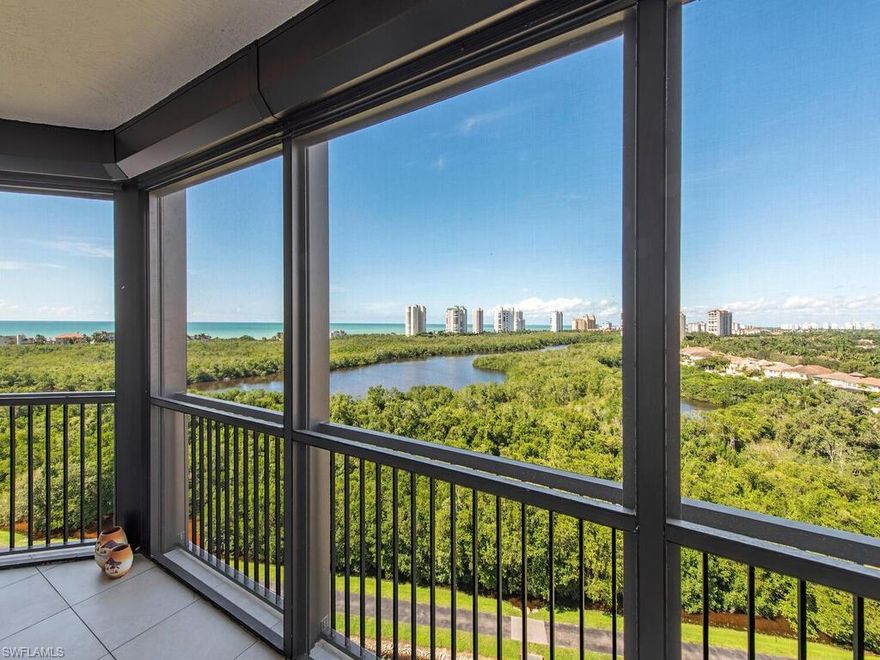 FOR THOSE SEEKING THE ULTIMATE LIFESTYLE IN ONE OF PELICAN BAY’S FINEST BUILDINGS!
This fabulous unit is a highly upgraded end unit with $400,000 of recent upgrades in a building that has just completed a $3,000,000 upgrade.  
This modern home has marble floors throughout, custom cabinetry and lighting, 6 zone Sonos system, and top-end appliances including Wolf, Subzero and Viking. The kitchen and master countertops are stunning, as is the master bath build out.
Enjoy both sunrise and sunset views with the floor through plan.  The W/NW lanai is over 50' long with 180 degree views, as there are no high rise neighbors to the north! There are hurricane windows and doors throughout, plus electric shutters on the west side. Enjoy 9 foot ceilings and a split bedroom plan. The elevator arrives at a private foyer as well!
Enjoy an ENCLOSED ONE CAR GARAGE WITH EXTRA STORAGE, an additional deeded parking space, and caged storage.
The building amenities are awesome with 24 hour security, 5 guest suites, theater room, card/social/billiard rooms, lap pool/spa and a HUGE gym. The beach, beach dining and miles of walking/bike trails are privately accessed from the pool area.